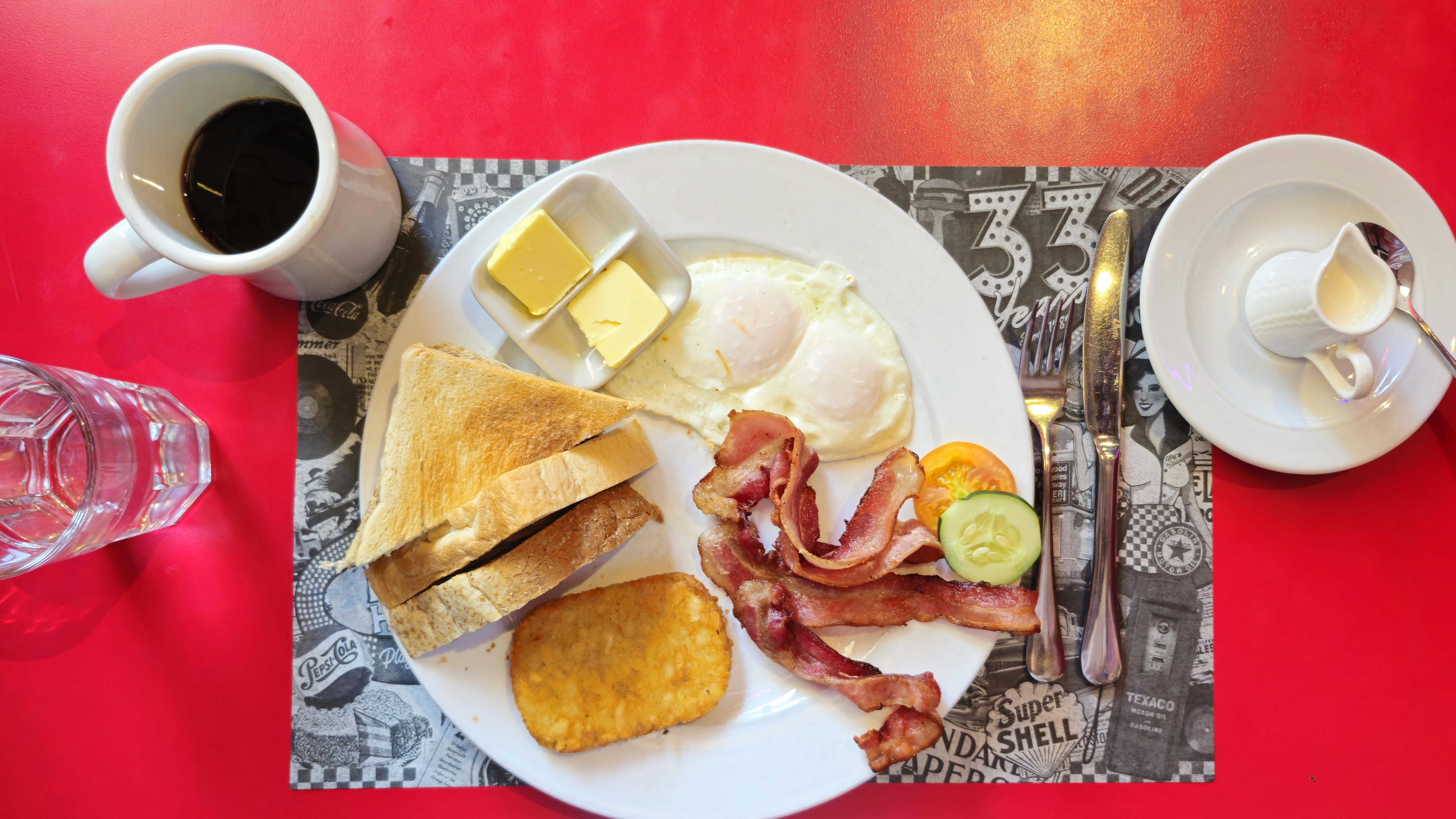 american breakfast at the filling station